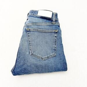 Re/Done 70's Stove Pipe Raw Hem Medium Wash Button Fly Denim Jeans Size 27